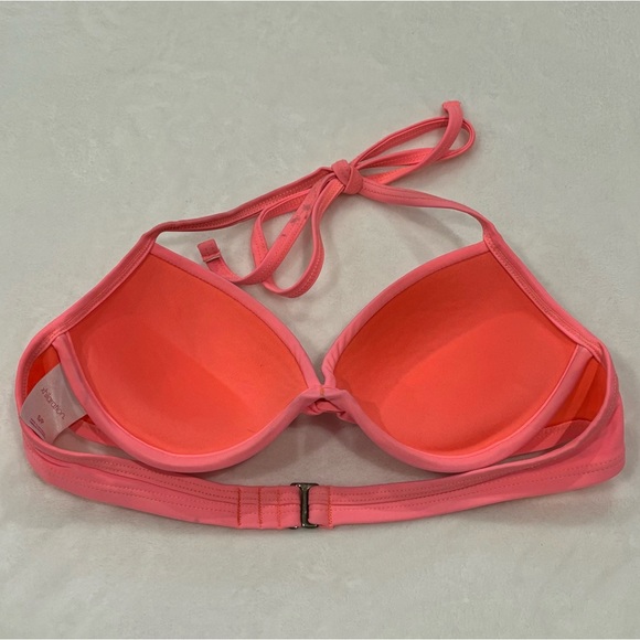 XHILARATION Women’s Padded Push Up Halter Bikini Swimsuit Top - neon pink size S - Picture 3 of 4